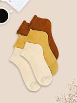 Kit 9 Meias Soquete Algodão Monocromática Boho