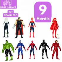 Kit 9 Mini Bonecos Marvel Páscoa Infantil Lembrancinha Dia das Crianças Homem Aranha Aranha Fantasma Thor Capitã Marvel