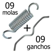 Kit 9 Molas 8cm + 9 Ganchos Bigode Jump Reforçado Profissional Trampolim Academia