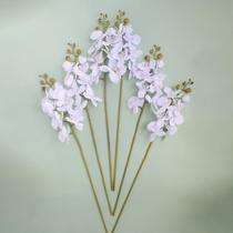 Kit 9 Orquídeas Artificiais Brancas Aveludadas 77cm