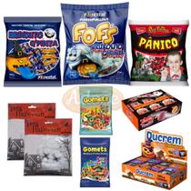 Kit 9 pacotes de doces ou travessuras para halloween