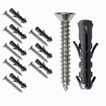 Kit 9 Parafuso Com Bucha 6mm Multiuso Phillips 42x38 Aço Para Fixação Em Tijolo Parede Concreto