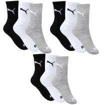Kit 9 Pares de Meia Puma Esportiva Cano Médio Feminino - Mescla