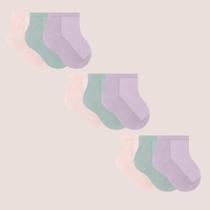 Kit 9 Pares De Meias Selene Infantil Cano Curto Algodão