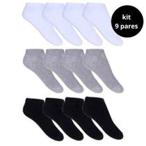 Kit 9 pares de meias soquete esporte basica confortavel feminino