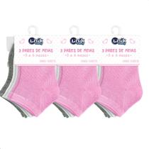 Kit 9 Pares Meia Bebê Colorida Cano Longo Infantil Unik Baby Rosa-Cinza-Branco P - 0 a 6 meses Kit 9 Pares Meia Bebê Colorida Cano Longo Infantil Unik Baby Rosa-Cinza-Branco P - 0 a 6 meses