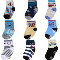 Kit 9 Pares Meia Infantil Bebe Antiderrapante Menino 0 A 24 Kit 9 Pares Meia Infantil Bebe Antiderrapante Menino 0 A 24