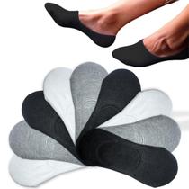 Kit 9 Pares Meia Invisível Feminina Preta Branca Cinza Azul