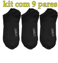 Kit 9 Pares Meia Soquete Cano Curto Sport Preta - SALOMAO