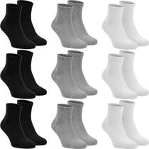 Kit 9 Pares Meias Cano Médio Academia Atoalhado Sport Fit