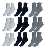 Kit 9 Pares Meias Cano Médio Unissex Academia Sport Algodão