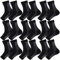 Kit 9 pares meias compressão pretas alívia dor pés fascite plantar