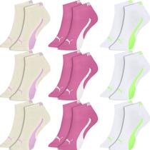 Kit 9 Pares Meias Puma Soquete Cano Curto Baixo Meia Esportiva Academia Algodão Original