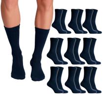 Kit 9 Pares Meias Social Casual Masculina Confortável Cano Longo Cor:Todas Azul Marinho
