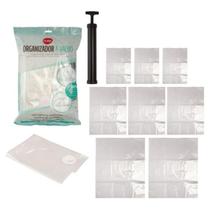 Kit 9 pcs saco a vacuo bomba plastico pet e pe 80 cm x 100 cm x 0,01 cm