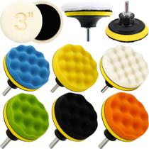 Kit 9 Peças 3 Pol. 80mm Disco Espuma Boina Lã Prato Pino M14 Polimento Automotivo KP11