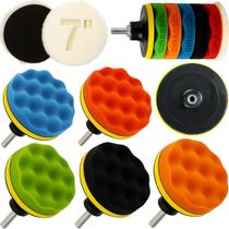 Kit 9 Peças 7 Pol. 180mm Disco Espuma Boina Lã Prato Pino M14 Polimento Automotivo KP15