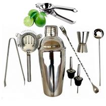 Kit 9 Peças Barman Caipirinha Bar Drink Gin Em Aço Inox