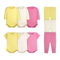 Kit 9 Peças Body Bebê e Calça Mijão Dcp Kids Liso Algodão Feminino