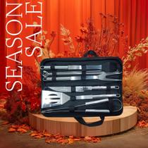 Kit 9 Peças De Utensílios Churrasco Aço Inox Profissional Kit 9 Peças De Utensílios Churrasco Aço Inox Profissional