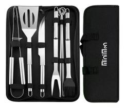 Kit 9 Peças De Utensílios Churrasco Profissional Aço Inox Kit 9 Peças De Utensílios Churrasco Profissional Aço Inox