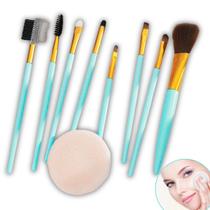 Kit 9 Peças Pincel de Maquiagem Kit Completo para Maquiagem Profissional com Esponja Pincéis Macios Makeup