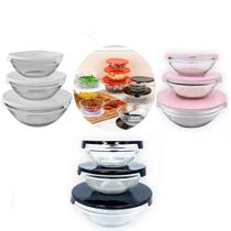 Kit 9 Peças - Potes Vasilhas Vidro Tampa 3 Cores Fitnnes Kit 9 Peças - Potes Vasilhas Vidro Tampa 3 Cores Fitnnes