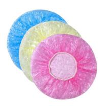 Kit 9 Peças Touca de Banho Plástica Reutilizável Cabelo Sanfonada