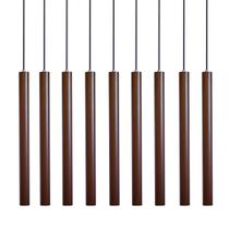 Kit 9 Pendente Luminária Tubo Marrom 50 Cm