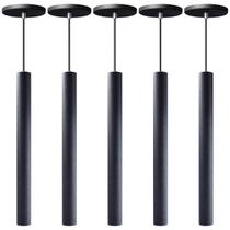 Kit 9 Pendente Luminária Tubo Preto 40 Cm