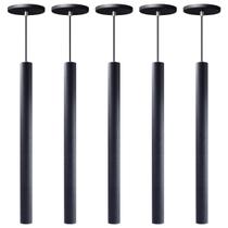 Kit 9 Pendente Luminária Tubo Preto 50 Cm