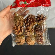 Kit 9 pendente pinha de pendurar de decorar árvore de natal marrom