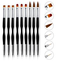 Kit 9 Pinceis 2 Pontas Decoração Unha Ultra Fino Língua Gato Manicure Nail Designer Nail Art Unha de Gel Kit 9 Pinceis 2 Pontas Decoração Unha Ultra Fino Língua Gato Manicure Nail Designer Nail Art Unha de Gel