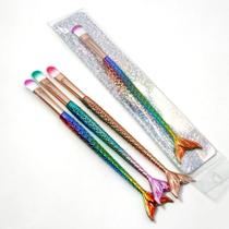 Kit 9 Pinceis de maquiagem sereia glitter reforçado moderno