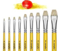 KIT 9 PINCEL TECIDO MADEIRA TINTA A ÓLEO 454 ARTISTA Nº 0 - 16 CONDOR