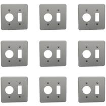 Kit 9 Placa Espelho 4x4 Cinza 1 Posto Redondo + 1 Tecla Kit 9 Placa Espelho 4x4 Cinza 1 Posto Redondo + 1 Tecla