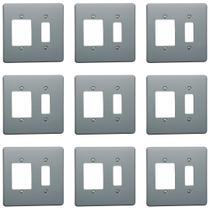 Kit 9 Placa Espelho 4x4 Cinza Tecla tripla + 1 tecla Pial