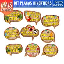 Kit 9 Placas Frases Divertidas Decoratis Festa Junina São João p/ Tirar Fotos Reutilizáveis - Piffer