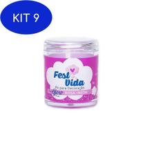 Kit 9 Pó Decorativo Festvida Rosa Neon 5G