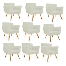 Kit 9 Poltronas Cadeira Decorativa Cloe Pé Palito Para Sala de Estar Recepção Escritório Corinho Branco - Damaffê Móveis