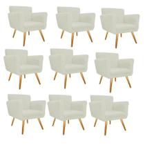 Kit 9 Poltronas Cadeira Decorativa Cloe Pé Palito Para Sala de Estar Recepção Escritório Corinho Branco - KDAcanto Móveis