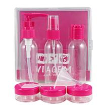 Kit 9 Porta Frascos Viagem Shampoo Creme Perfume Organizador Mala Mão Bolsa Necessaire Resistente Leve Prático Reutilizável - Jacki Design
