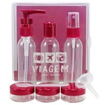 Kit 9 Porta Frascos Viagem Shampoo Creme Perfume Organizador Mala Mão Bolsa Necessaire Resistente Leve Prático Reutilizável