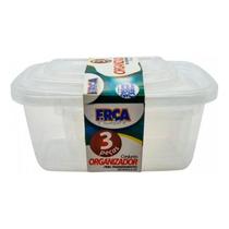 Kit 9 Pote Organizador C/ Tampa Retangular Plus Transparente