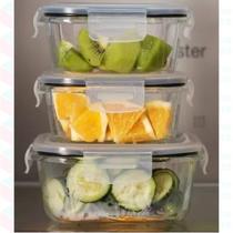 Kit 9 Pote Vidro Hermético Marmita Kit Quadrado 3 Tamanhos