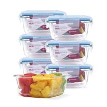 KIT 9 Potes de Vidro Quadrado com Tampa Hermética 320ml