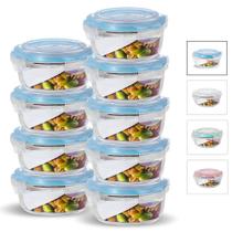 KIT 9 Potes de Vidro Redondo com Tampa Hermética 620ml