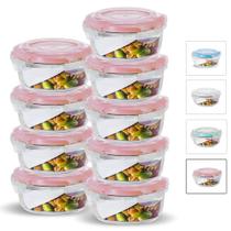 KIT 9 Potes de Vidro Redondo com Tampa Hermética 620ml
