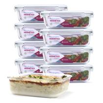 KIT 9 Potes de Vidro Retangular com Tampa Hermética 1520ml KIT 9 Potes de Vidro Retangular com Tampa Hermética 1520ml