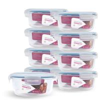 Kit 9 Potes Hermético Vidro Redondo Grande Salada Fit 950ml